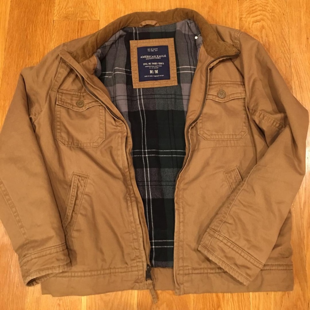 American Eagle  Mens Med Flannel-Lined Jacket